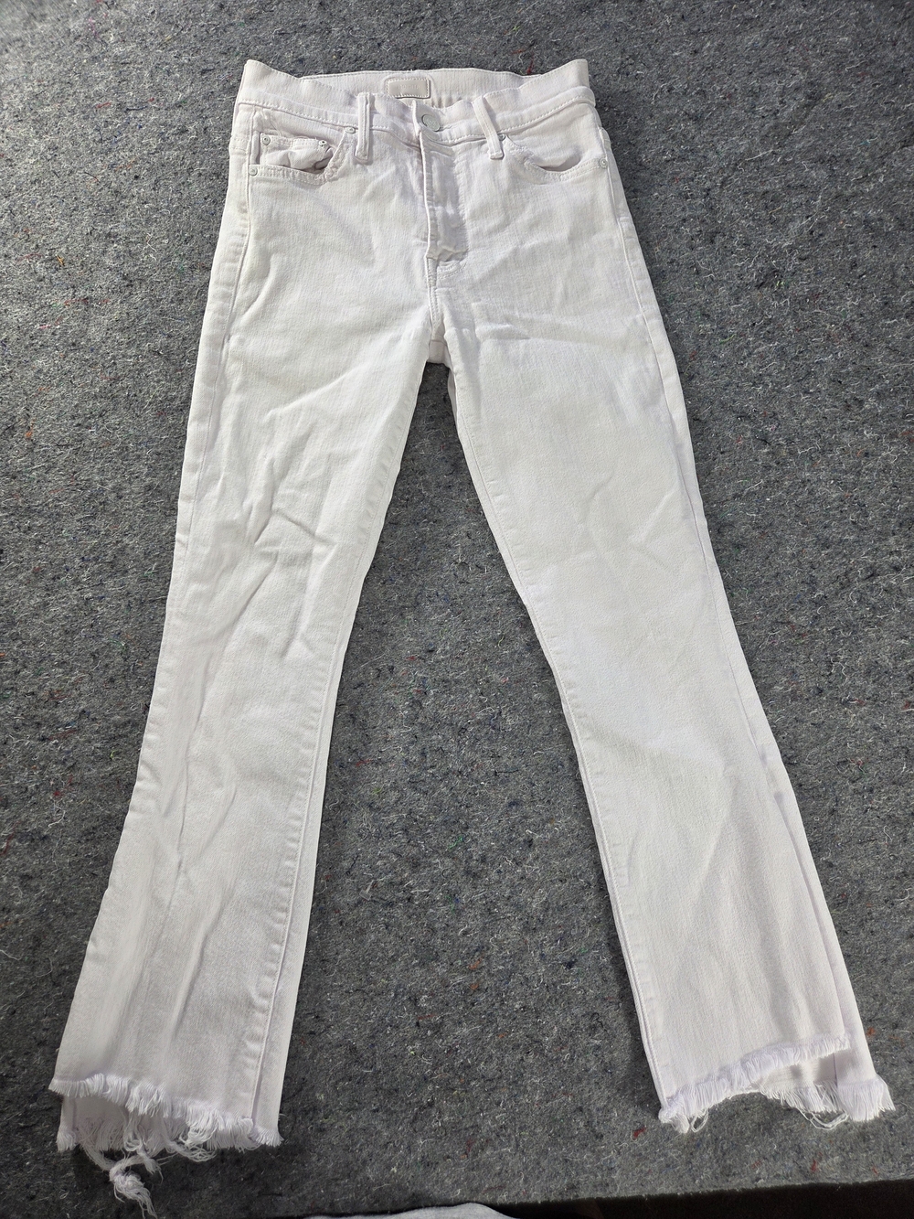 MOTHER The Insider Crop Step Fray Jeans Women’s 25 White Raw Hem Cropped